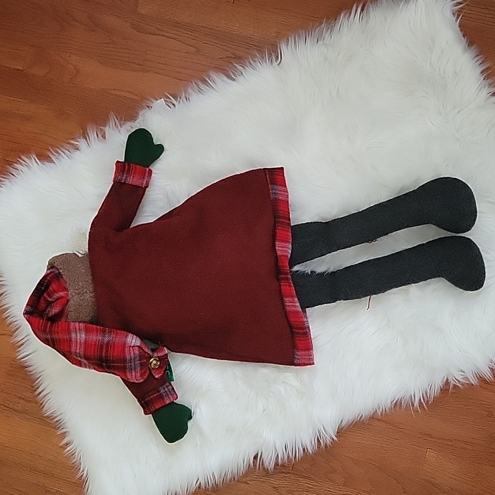 Large Russ Christmas Sampler Santa Decorative Plush Primitive Figure / Sitter - Picture 10 of 10
